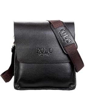 MissFox Herren Beutel Normallacks Geschäft Büro Taschen Crossbody Arbeitstasche Braun Klein