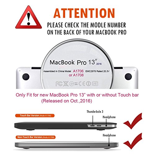MacBook Pro 13 Hülle 2016,Fodlon ® Matt Serie Ultra Slim Hartschale Tasche Schutzhülle Case für Apple MacBook Pro 13 Zoll mit Retina Display (A1706 / A1708) -Transparent - 6