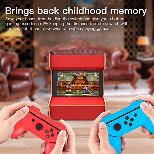 Nintendo Switch Arcade Cabinet Stand, Myriann Einzigartig Pure Hand Gemacht Arcade Schrank für Nintendo Switch Cool Gaming Erfahrung Bringt Nostalgie Zurück (Rot) - 7