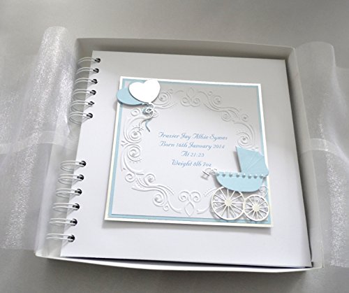 Baby Album ,Personalised,Scrapbook,Memory Book,8" x 8" Pram Design Boxed