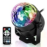 【Portable & einfach zu bedienen】Wirklich leicht, kann leicht mit dem Stander in der Decke installiert werden. Kann auch auf einen Tisch oder auf den Boden gelegt werden, einfach zu bedienen. 3 Stück 1W RGB LEDs(rot, grün, blau) in Mini rotierenden Magic Ball.
