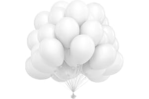 OWILL Luftballons Weiß 50 Stück,10 zoll/25cm Luftballons Weiss,Weiße Latex Ballons,Luftballons Hochzeit,Weiße luftballons für Deko Geburtstag,Deko Hochzeit,Party Deko,Babyparty