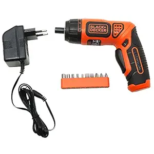 BLACK+DECKER BDCS36F-IN Li-Ion Cordless Screwdriver Kit with 10 Screwdriver Bits, 3.6 volts, 7 Torque Positions & LED Guiding Light for Home & Professional Use, 1 Year Warranty (Orange)