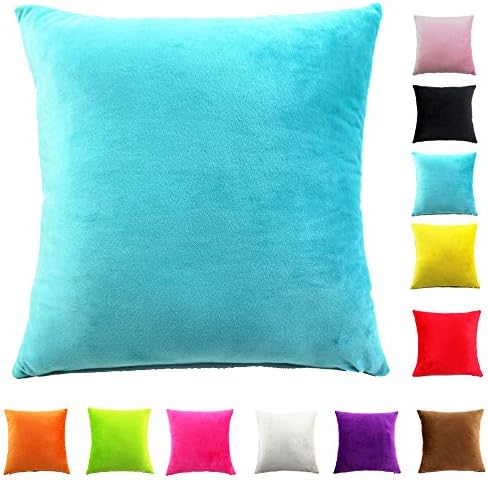 Easondea Cushion Covers Sofa Bed Home Car Decoration Solid Luxury Pillow Case Turquoise 16"x16"/40X40CM