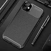 Spia Apple iPhone 11 Case Black Carbon Silicone Original Flexible Thin Improved Durable Anti-Shock Protector New Generation