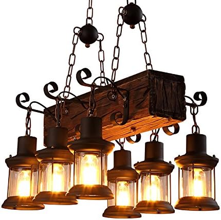 Chandelier Funaki Village Retro Boat wood lamp Creative Light Simple 6 Lights Chandelier For Loft Balcony Bedroom Corridor Living Room Lamp Room Luminaire Personality Bar Vintage Wooden Chandelier