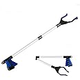 Reacher Grabber Tool, 32" Foldable Pickup Tool, Light weight Litter Picker Aluminum Reaching Aid with Rotating Rubber Gripper, Long Arm Extender for Elderly, Litter Trash Picker
