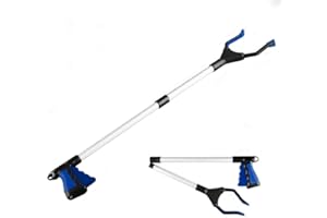 AWSUC Reacher Grabber Tool, 32" Foldable Pickup Tool, Light weight Litter Picker Aluminum Reaching Aid with Rotating Rubber Gripper, Long Arm Extender for Elderly, Litter Trash Picker