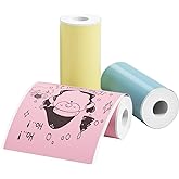 Zeitel® 3 Rolls Adhesive Thermal Printer Stickers 57x25mm 3 Colors Thermal Printer Stickers Label Sticker for Mini Printers B