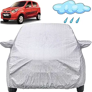 Autofact Waterproof Car Body Cover Compatible with Maruti Alto 800 2012 to 2021 with Mirror Pockets (Shinning Silver)