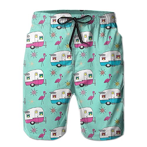 Funny&shirt Printed Duct Tape Happy Camper Men's Swim Shorts Printed Quick Dry Board Shorts X-Large