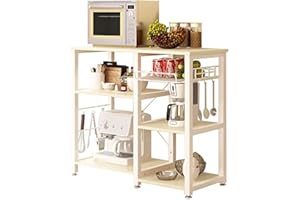 soges Meuble Rangement Desserte de Cuisine, Etagères de Cuisine pour Stockage, Étagère Four à Micro-Ondes Rack Etagères de Cuisine avec 3+3 Tablettes, 90 x 40 x 83 cm