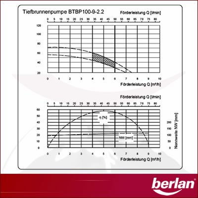 Berlan Tiefbrunnenpumpe BTBP100-9-2.2 – 7,2 bar max. - 6