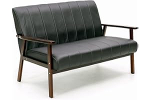 Panana Sofa 2 Seater, Armchair Couch Modern Wooden for Bedroom Lounge Living Room Office Garden Yard, Grey Linen, Tufted