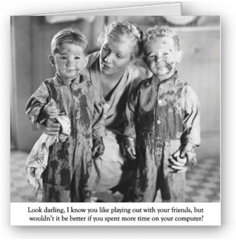 Humorous Greeting Card (RM0868) - Blank/Birthday - More Time on Your Computer - Playing with Friends