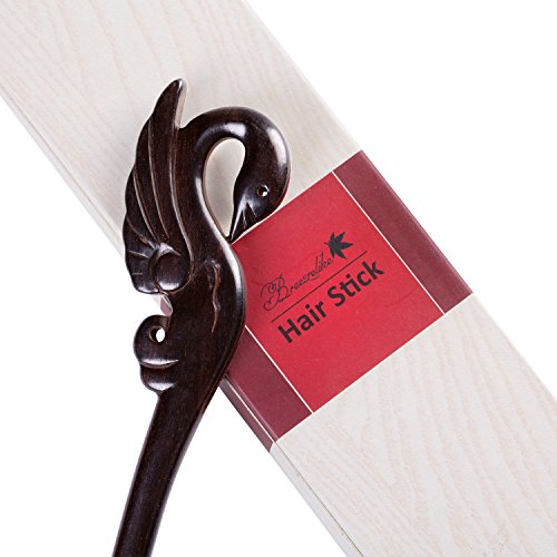 Breezelike Handmade Carved Ebony (Black Sandalwood) Hair Stick:Swan