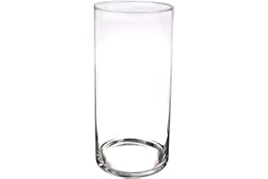 INNA-Glas Portavelas cilíndrico Sanya Air de Cristal, Transparente, 60cm, Ø19cm - Vaso de Cristal - Farol Decorativo