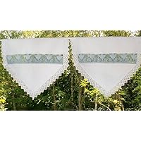 2er Set Scheibenhänger mit Klöppelspitze Halbleinen