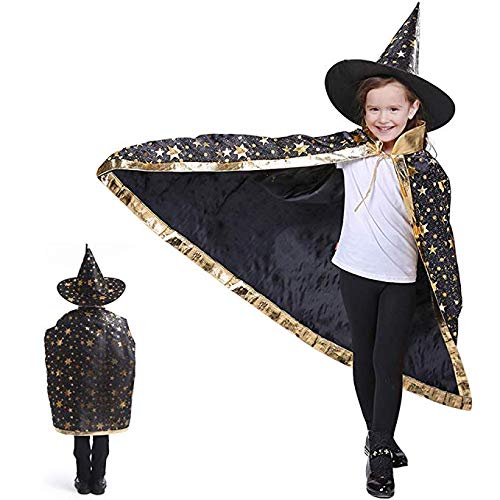 Anzmtosn Disfraces de Halloween Mago de Bruja Capa con Sombrero...