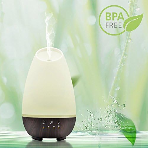 VeloVendo - 500ml Aroma Diffuser | ultrasonic Electronic Oil Nebulizer with Touch Commands | BPA Free & ECO Friendly with 7 Colored LED Lights and Timer Settings | auto Shut Off (White - Brown)