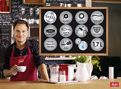 Melitta Wasserkocher Prime Aqua 1,7 Liter, Edelstahl, 2.200 Watt, schwarz/Edelstahl 101802 - 6