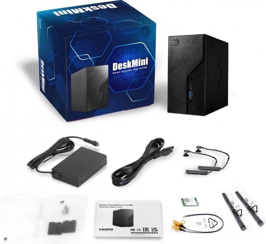 ASRock DeskMini B860 Series 1.92L Mini PC Barebone Kit, Supports Intel Core Ultra Series 2 (65W), DDR5, Thunderbolt 4, PCIe Gen5 M.2, Quad Display Output