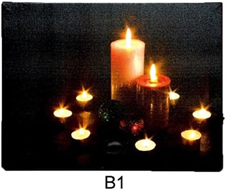 Premier Christmas 40cm x 30cm LED Light up Canvas Candle Picture - B1 B2 B3