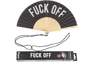 Fisura - Originale ventaglio con messaggio.Ventaglio in legno moderno e divertente. Misure: 42,5 x 23 cm. Legno e tessuto.