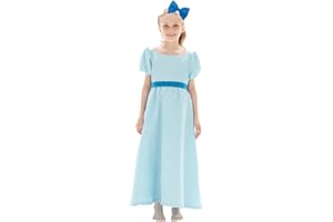 YANVS Wendy Cosplay Costume Halloween Girl Princess Dress Belt Bow Headpiece Outfits
