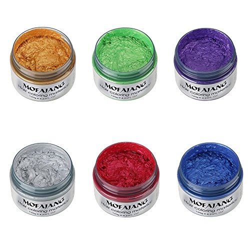 Weicici 6PCS Muti-Colors DIY Hair Dye Wax Natural One-Time Hairstyle Clay Unisex Hair Modeling Cream Party Use