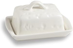 Sweejar Home Ceramic Butter Dish with Lid,Cheese-Shaped Butter Holder,Cute Butter Dish for Countertop,Kitchen Deco & Butter Storage(Beige)