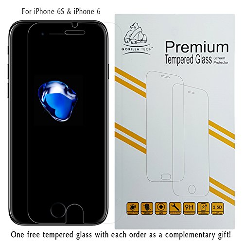 Gorilla Tech ® Premium Tempered Glass Screen Protector for Apple iPhone 6S Invisible Shield Cover 9H Hardness Crystal Clear HD Quality Shatter & Scratch Resistant 3D Touch Compatible LCD Guard