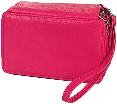 72 Slots Colored Pencil Organizer, Deluxe PU Leather Pencil Case Holder (Rose)
