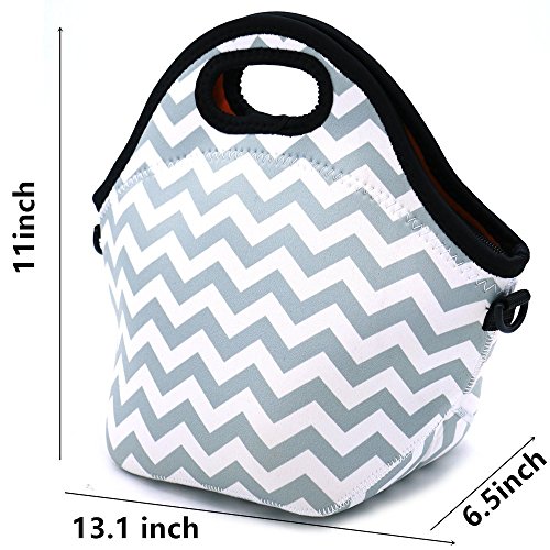Case Wonder Neopren Wasserdichte Mittagessen Tasche Tragbar Lunch Tasche Kühltasche Isolierte Schule Rucksack Lunch Fall Thermo Picknicktasche Großes Fassungsvermögen Food Behälter mit Zipper Strap Box Cooler Container Müllsäcke Picnic Reise Outdoor Mode Handtasche Clutch für Frauen Männer Kinder Mädchen Erwachsene (Grau Set) - 2
