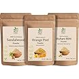 H NAT Sandalwood Powder Original (100g) + Orange Peel Powder For Skin Whitening (100g) + Multani Mitti Powder (100g) Herbal Face Pack Combo Pack of 3 (300gm)