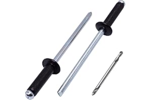 SKIR'CO (150 pezzi) Rivetti ciechi verniciati 4,0 x 16 mm, Rivetti Pop in alluminio, Punta da trapano inclusa (Nero intenso RAL 9005)