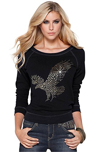 Preisvergleich Produktbild Damen Sweatshirt von Arizona Golden Rivet in schwarz mit Nietenbesatz 36 / 38