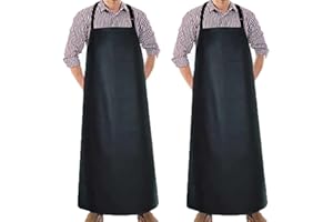 BURNTOP Lot de 2 tabliers réglables en caoutchouc imperméable de 101,6 cm pour homme - Tablier de travail extra long résistant aux produits chimiques - Pour la vaisselle, le laboratoire, la boucher,