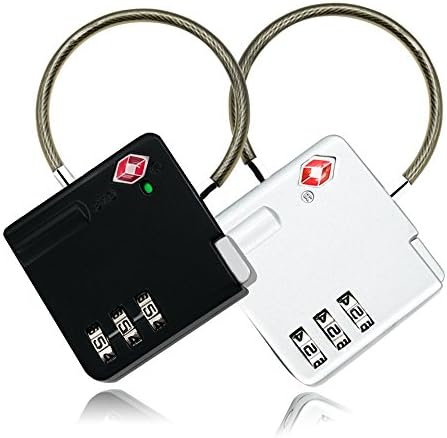 Luggage Combination Lock, Zarsson Travel Security Padlock for Suitcase Luggage Bag TSA Approved with 3 Dial Combination Cable for School Gym Baggage Backpack Case Locker - 2 Pack, Black, Silver