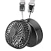 Produktbild HandFan Handhalskettenlüfter Tragbarer Lüfter Wiederaufladbarer Batteriebetrieb 3 Einstellungen 180 ° drehbar mit handflächengroßem Schminkspiegel 2600 mAh Energienbank für Reisen/Angeln/Camping