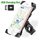 Produktbild Handyhalterung Motorrad/Fahrrad, Baonuor Universal Handy-Halter mit USB Ladeanschluss Anti-Shake Smartphone Lenkerhalterung für Motorad Radsport 360° Drehbar Für 3,5-6,5 Zoll Smartphone GPS Geräte