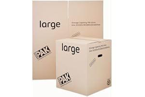StorePAK Large Storage Moving Boxes with Handles - (Pack of 7) - 116 litres - 100% Recyclable - H 55 x W 46 x D 46 cm - Large, brown