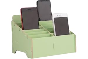 Awleynz 14 Gitter Handygarage Schule, Handy Hotel Aufbewahrungsbox Holz, Multi-Grid-Aufbewahrungsbox FüR Mobiltelefone, Klassenzimmer, BüRo, Schule (Green, 14 Grid)