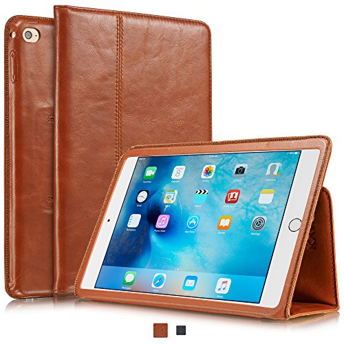 KAVAJ iPad mini 4 Hülle Echtleder Case "Berlin" für das Apple iPad mini 4 Cognac-Braun aus echtem Leder mit Stand und Auto Schlaf/Aufwachenen Funktion. Dünnes Smart-Cover Schutzhülle Tasche Lederhülle