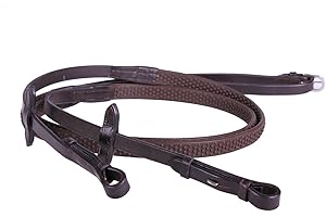 Equipride LEATHER REINS WITH SUPER GRIP ANTI-SLIP FOR BRIDLE SUPER FLEXIBLE RUBBER GRIP (Brown, Cob)