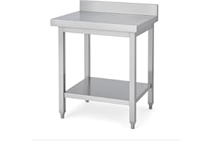 Arredo Chef Table en INOX avec dosseret pour Cuisine Professionnelle, Bar, hôtel, Restaurant, collectivité. (80 x 70 x h 95 cm)