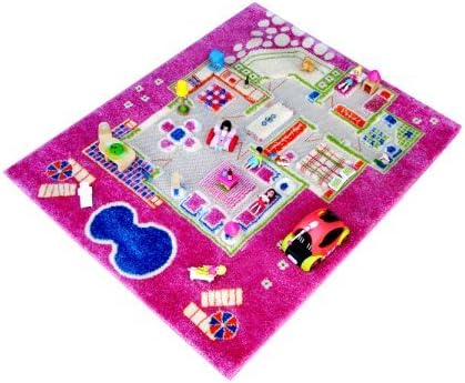 Little Helper iVI NB121MD015PE80153 Little Helper Hypo-Allergenic 3D Childrens Play Rug Playhouse Design, Pink (80 x 150cm)