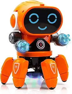 Flipboat Bot Robot Pioneer Colorful Lights and Music | All Direction Movement | Dancing Robot Toys for Boys and Girls | (Orange)