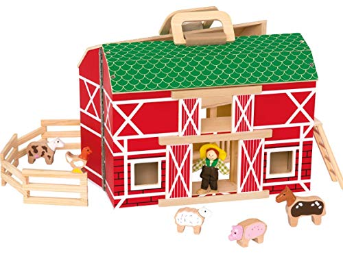 Preisvergleich Produktbild Playtive Junior Holzspielzeug Bauernhof (9-teilig) aufklappbar