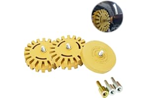 LUFEIS Décalque Gomme pour Voiture,3 Pcs Outil de Suppression de décalques,Disque Gomme avec Manche,Visseuse sans Fil,pour Retirer Les décalques de Vinyle,Autocollants de Voitures (Ø20 mm / 88 mm)